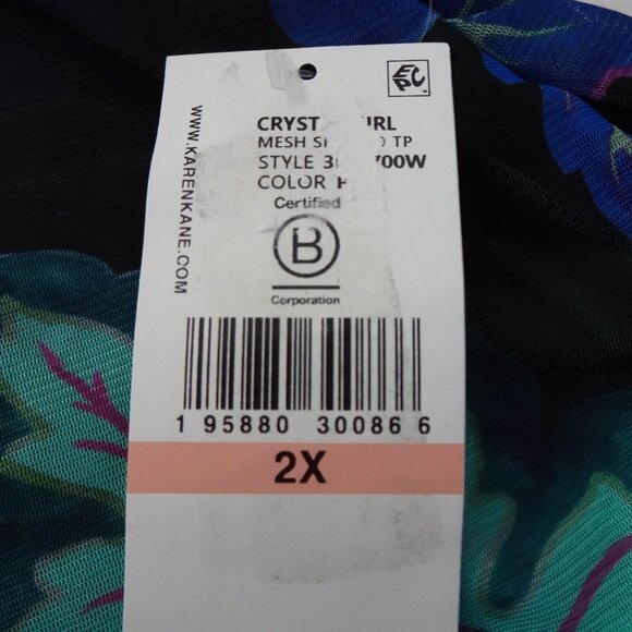 Karen Kane Mesh Top Women's Plus Size 2X Multicolor Hippie Festival Boho Resort - Picture 8 of 10